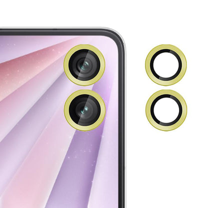 Tempered glass camera lens film set with gold yellow ring accents