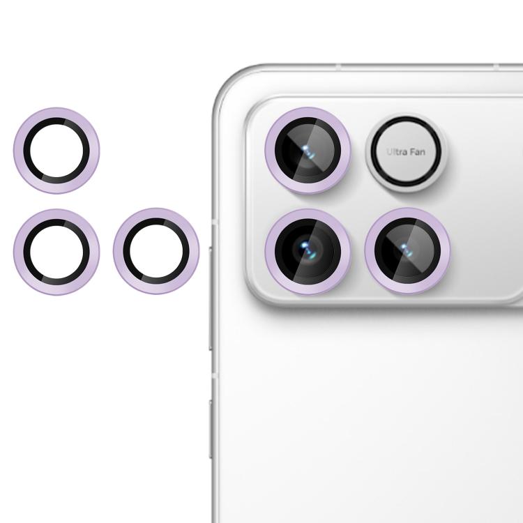 Tempered glass camera lens film with purple rings for two lenses.