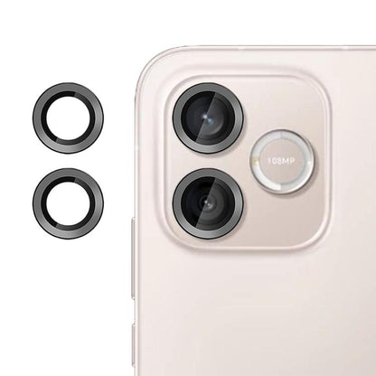 Camera lens tempered glass film set with two black lens ring protectors