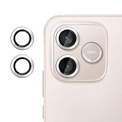 Camera lens tempered glass film set with two silver lens ring protectors