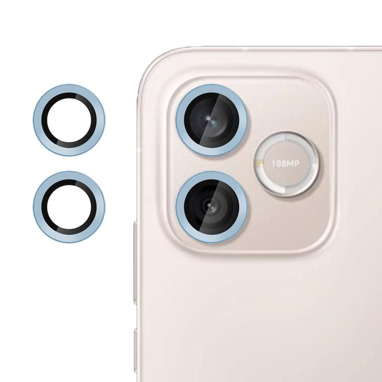 Camera lens tempered glass film set with two distant blue lens ring protectors