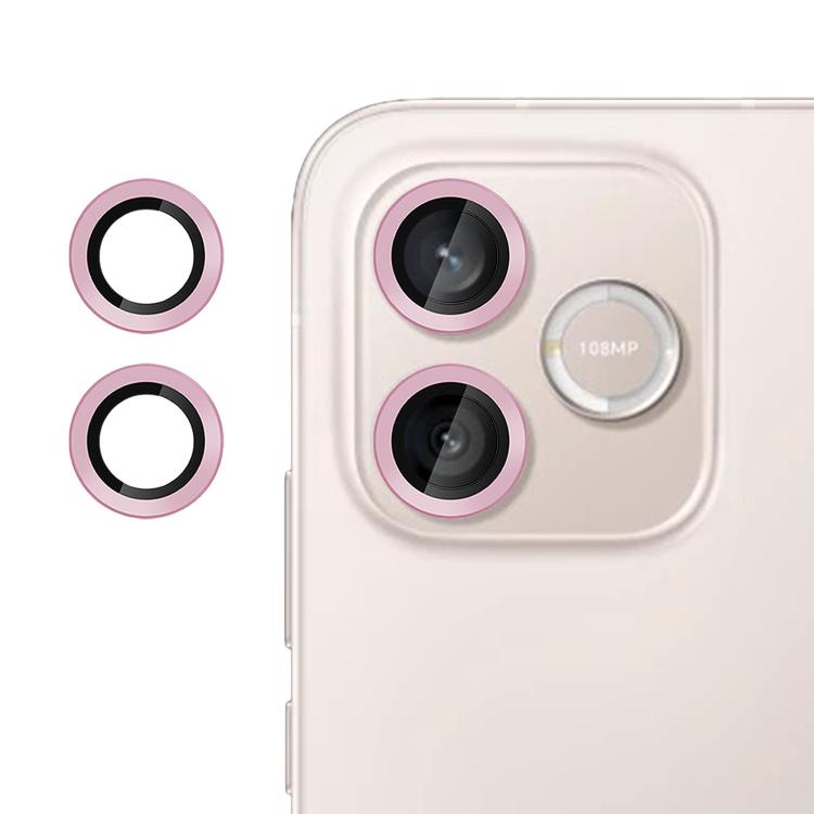 Tempered glass camera lens film with pink rings for two lenses.