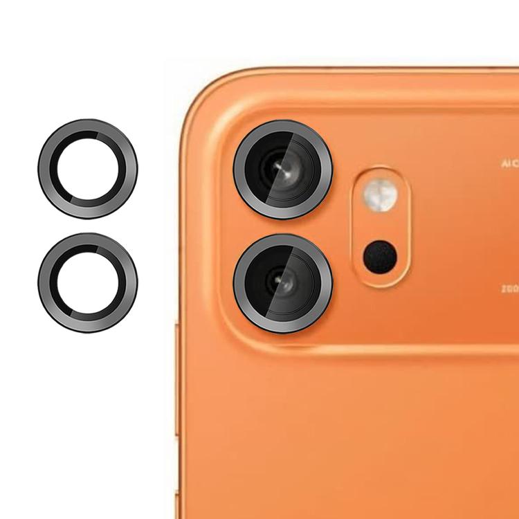 Camera lens tempered glass film set with two black lens ring protectors