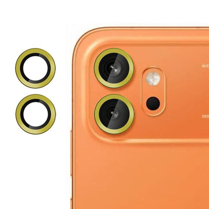 Camera lens tempered glass film set with two gold lens ring protectors