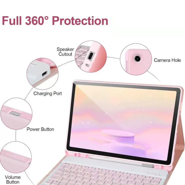 For Samsung Galaxy Tab Active Pro10.1 T540 Tablet Case Bluetooth Keyboard, Blake, pink