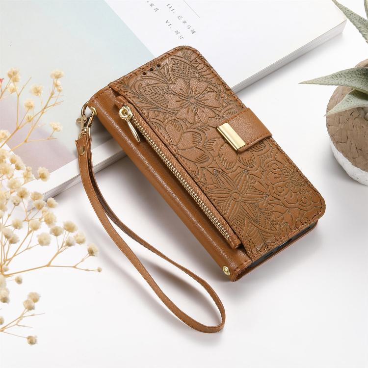 Flowers Leaves Zipper Wallet Leather Phone Case with Strap, For Redmi Note 14 Pro 5G, For Xiaomi 14T Pro, For Redmi Note 13 4G, For Redmi Note 13 Pro 5G, For Redmi Note 12 Turbo, For Redmi 15C 5G / 4G EU 173mm, For Redmi 15C 5G / 4G Global 171mm       ...
