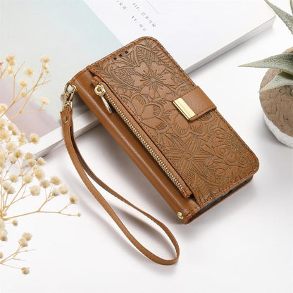 Flowers Leaves Zipper Wallet Leather Phone Case with Strap, For Redmi Note 14 Pro 5G, For Xiaomi 14T Pro, For Redmi Note 13 4G, For Redmi Note 13 Pro 5G, For Redmi Note 12 Turbo, For Redmi 15C 5G / 4G EU 173mm, For Redmi 15C 5G / 4G Global 171mm       ...