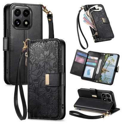 Flowers Leaves Zipper Wallet Leather Phone Case with Strap, For Xiaomi Poco X8 Pro Max 5G, For Xiaomi Poco X8 Pro 5G, For Redmi Turbo 5 Max 5G, For Redmi Turbo 5 5G, For Xiaomi 17 Pro Max, For Xiaomi 17 Pro, For Xiaomi 17, For Xiaomi Poco M7 4G 169mm  ...