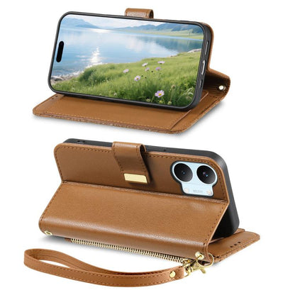 Flowers Leaves Zipper Wallet Leather Phone Case with Strap, For Xiaomi Poco X8 Pro Max 5G, For Xiaomi Poco X8 Pro 5G, For Redmi Turbo 5 Max 5G, For Redmi Turbo 5 5G, For Xiaomi 17 Pro Max, For Xiaomi 17 Pro, For Xiaomi 17, For Xiaomi Poco M7 4G 169mm  ...