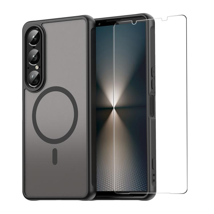ENKAY Hat-Prince MagSafe Matte Translucent Shockproof Phone Case with Large Arc Edge Film, For Sony Xperia 1 VII