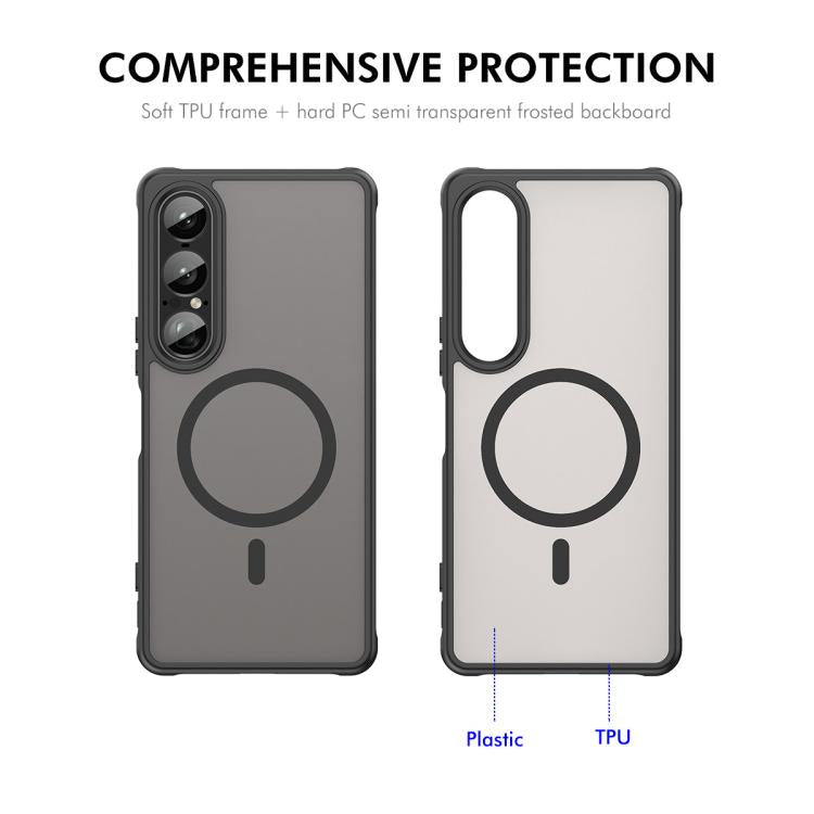 ENKAY Hat-Prince MagSafe Matte Translucent Shockproof Phone Case with Large Arc Edge Film, For Sony Xperia 1 VII