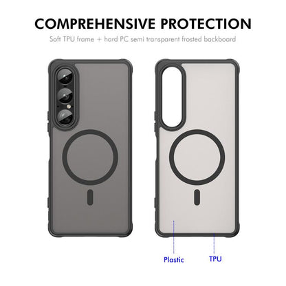 ENKAY Hat-Prince MagSafe Matte Translucent Shockproof Phone Case with Large Arc Edge Film, For Sony Xperia 1 VII