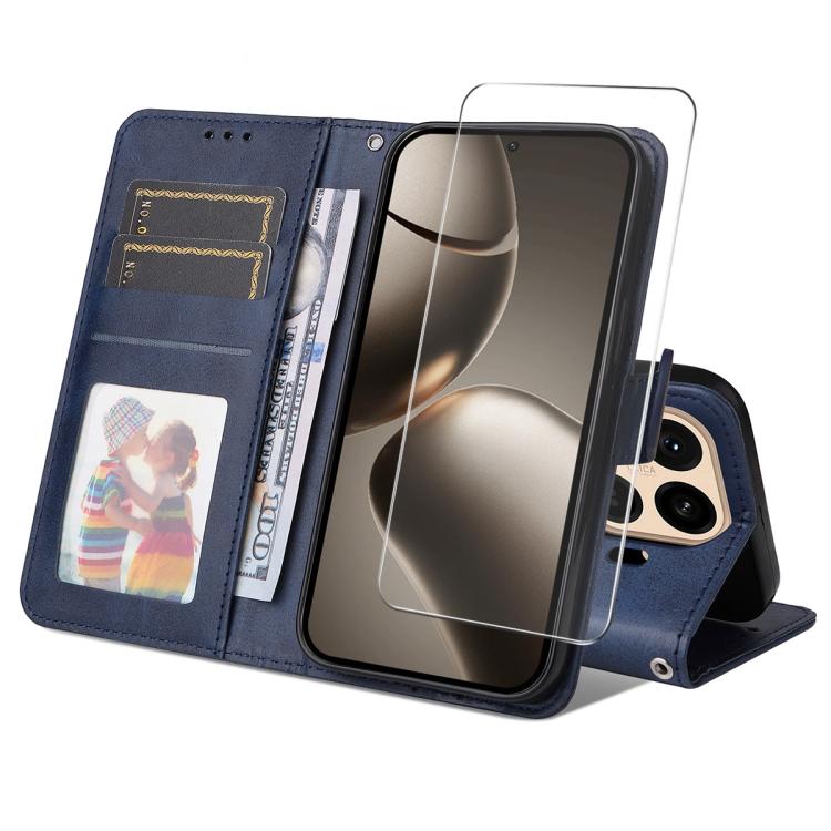 ENKAY Card Wallet Calf Texture Leather Phone Case with 0.18mm High Aluminum-silicon Glass Film, For Xiaomi 18 Pro Max 5G, For Xiaomi 18 Pro 5G, For Xiaomi 17T Pro, For Xiaomi 17T, For Xiaomi Poco X8 Pro Max 5G, For Xiaomi Poco X8 Pro 5G                ...