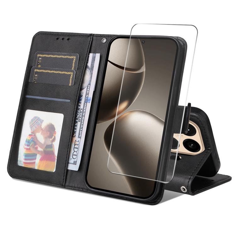 ENKAY Card Wallet Calf Texture Leather Phone Case with 0.18mm High Aluminum-silicon Glass Film, For Xiaomi 18 Pro Max 5G, For Xiaomi 18 Pro 5G, For Xiaomi 17T Pro, For Xiaomi 17T, For Xiaomi Poco X8 Pro Max 5G, For Xiaomi Poco X8 Pro 5G                ...
