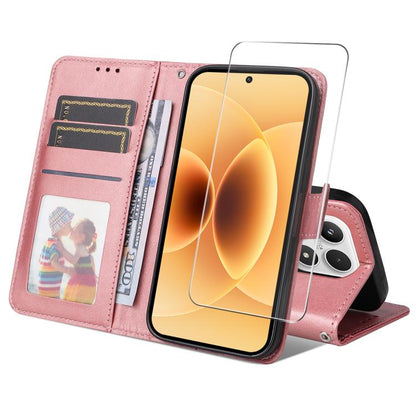 ENKAY Card Wallet Calf Texture Leather Phone Case with 0.18mm High Aluminum-silicon Glass Film, For Xiaomi 18 Pro Max 5G, For Xiaomi 18 Pro 5G, For Xiaomi 17T Pro, For Xiaomi 17T, For Xiaomi Poco X8 Pro Max 5G, For Xiaomi Poco X8 Pro 5G                ...