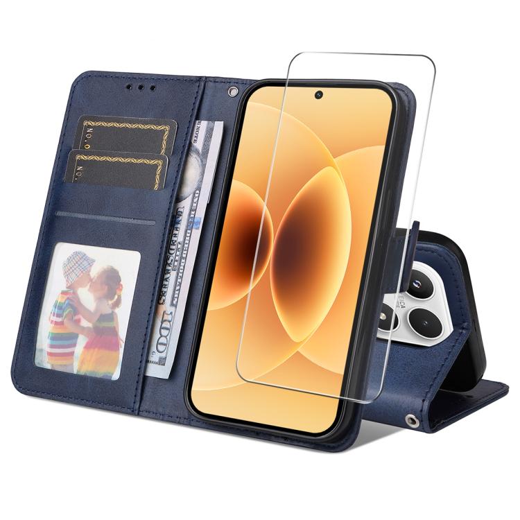 ENKAY Card Wallet Calf Texture Leather Phone Case with 0.18mm High Aluminum-silicon Glass Film, For Xiaomi 18 Pro Max 5G, For Xiaomi 18 Pro 5G, For Xiaomi 17T Pro, For Xiaomi 17T, For Xiaomi Poco X8 Pro Max 5G, For Xiaomi Poco X8 Pro 5G                ...