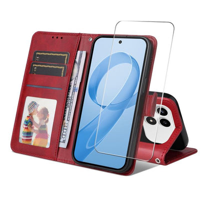 ENKAY Card Wallet Calf Texture Leather Phone Case with 0.18mm High Aluminum-silicon Glass Film, For Xiaomi 18 Pro Max 5G, For Xiaomi 18 Pro 5G, For Xiaomi 17T Pro, For Xiaomi 17T, For Xiaomi Poco X8 Pro Max 5G, For Xiaomi Poco X8 Pro 5G                ...