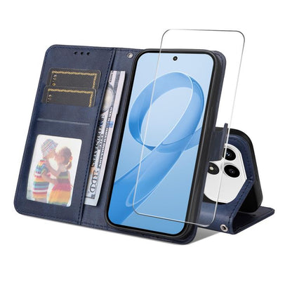 ENKAY Card Wallet Calf Texture Leather Phone Case with 0.18mm High Aluminum-silicon Glass Film, For Xiaomi 18 Pro Max 5G, For Xiaomi 18 Pro 5G, For Xiaomi 17T Pro, For Xiaomi 17T, For Xiaomi Poco X8 Pro Max 5G, For Xiaomi Poco X8 Pro 5G                ...