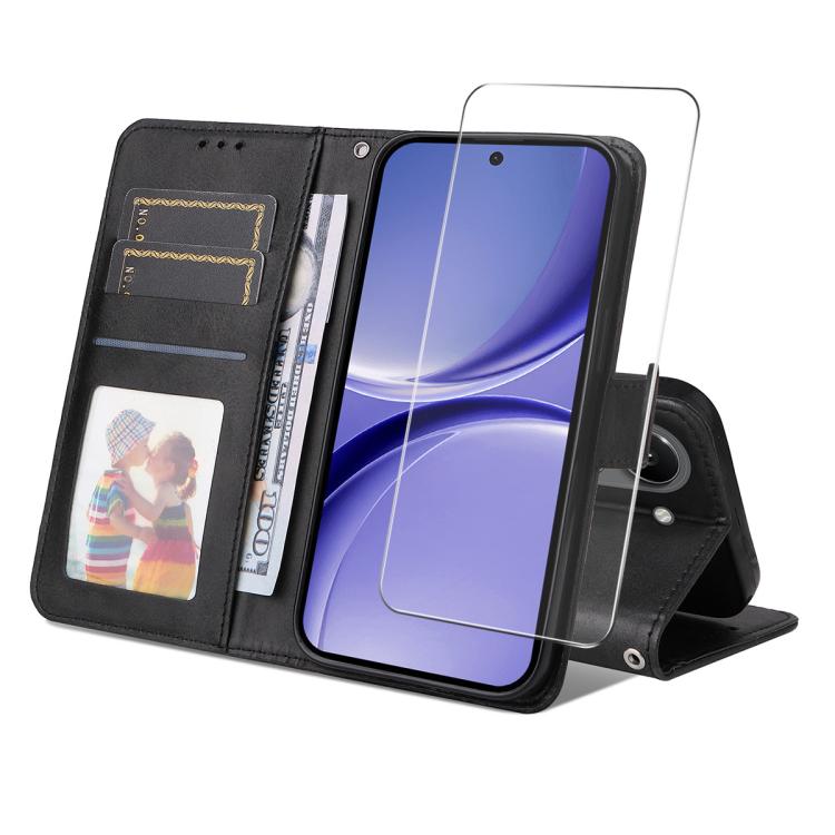 ENKAY Card Wallet Calf Texture Leather Phone Case with 0.18mm High Aluminum-silicon Glass Film, For Xiaomi 18 Pro Max 5G, For Xiaomi 18 Pro 5G, For Xiaomi 17T Pro, For Xiaomi 17T, For Xiaomi Poco X8 Pro Max 5G, For Xiaomi Poco X8 Pro 5G                ...