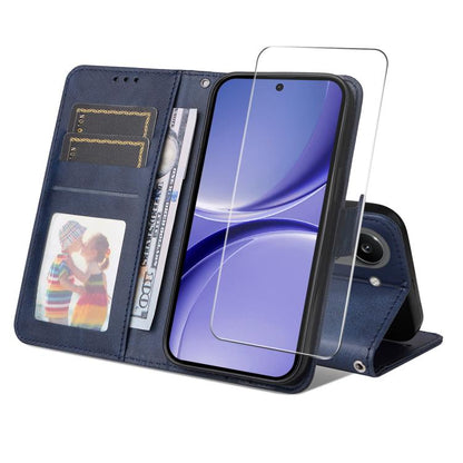 ENKAY Card Wallet Calf Texture Leather Phone Case with 0.18mm High Aluminum-silicon Glass Film, For Xiaomi 18 Pro Max 5G, For Xiaomi 18 Pro 5G, For Xiaomi 17T Pro, For Xiaomi 17T, For Xiaomi Poco X8 Pro Max 5G, For Xiaomi Poco X8 Pro 5G                ...