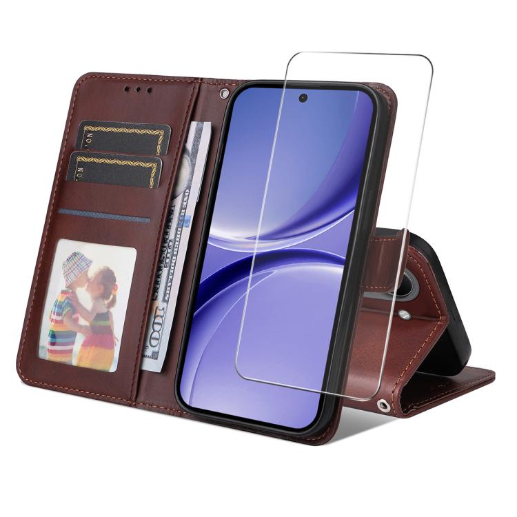 ENKAY Card Wallet Calf Texture Leather Phone Case with 0.18mm High Aluminum-silicon Glass Film, For Xiaomi 18 Pro Max 5G, For Xiaomi 18 Pro 5G, For Xiaomi 17T Pro, For Xiaomi 17T, For Xiaomi Poco X8 Pro Max 5G, For Xiaomi Poco X8 Pro 5G                ...