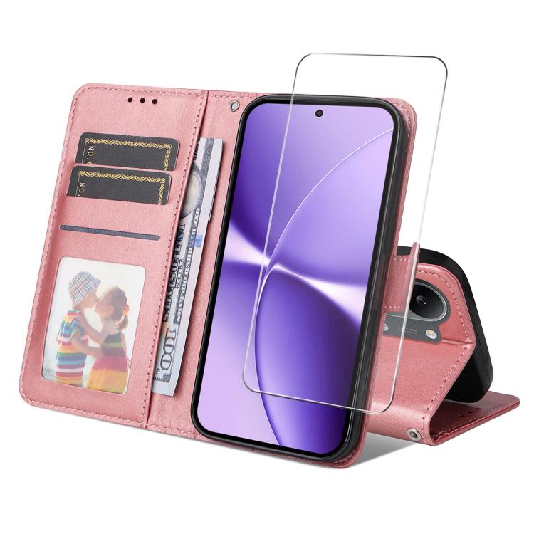 ENKAY Card Wallet Calf Texture Leather Phone Case with 0.18mm High Aluminum-silicon Glass Film, For Xiaomi 18 Pro Max 5G, For Xiaomi 18 Pro 5G, For Xiaomi 17T Pro, For Xiaomi 17T, For Xiaomi Poco X8 Pro Max 5G, For Xiaomi Poco X8 Pro 5G                ...