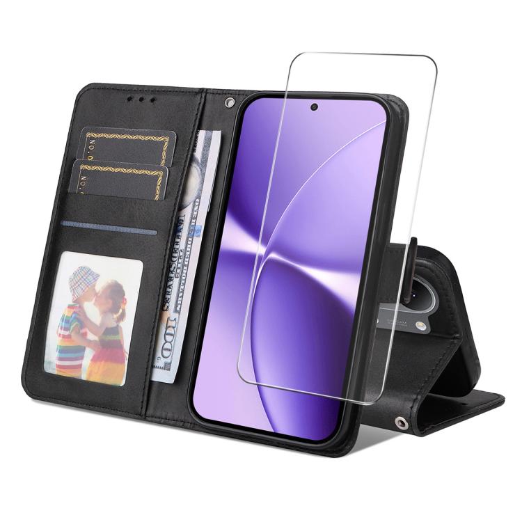 ENKAY Card Wallet Calf Texture Leather Phone Case with 0.18mm High Aluminum-silicon Glass Film, For Xiaomi 18 Pro Max 5G, For Xiaomi 18 Pro 5G, For Xiaomi 17T Pro, For Xiaomi 17T, For Xiaomi Poco X8 Pro Max 5G, For Xiaomi Poco X8 Pro 5G                ...