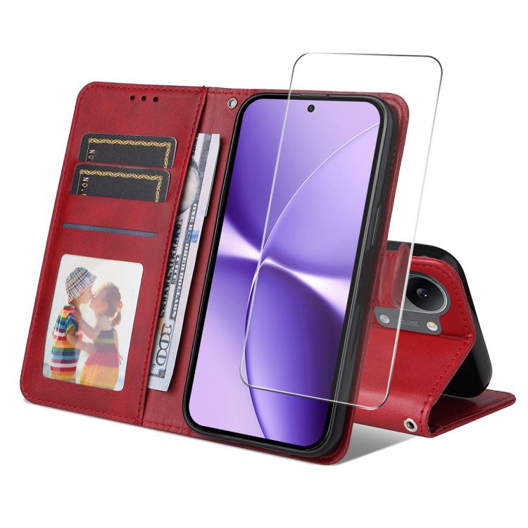 ENKAY Card Wallet Calf Texture Leather Phone Case with 0.18mm High Aluminum-silicon Glass Film, For Xiaomi 18 Pro Max 5G, For Xiaomi 18 Pro 5G, For Xiaomi 17T Pro, For Xiaomi 17T, For Xiaomi Poco X8 Pro Max 5G, For Xiaomi Poco X8 Pro 5G                ...