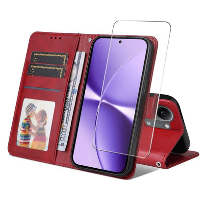 ENKAY Card Wallet Calf Texture Leather Phone Case with 0.18mm High Aluminum-silicon Glass Film, For Xiaomi 18 Pro Max 5G, For Xiaomi 18 Pro 5G, For Xiaomi 17T Pro, For Xiaomi 17T, For Xiaomi Poco X8 Pro Max 5G, For Xiaomi Poco X8 Pro 5G                ...