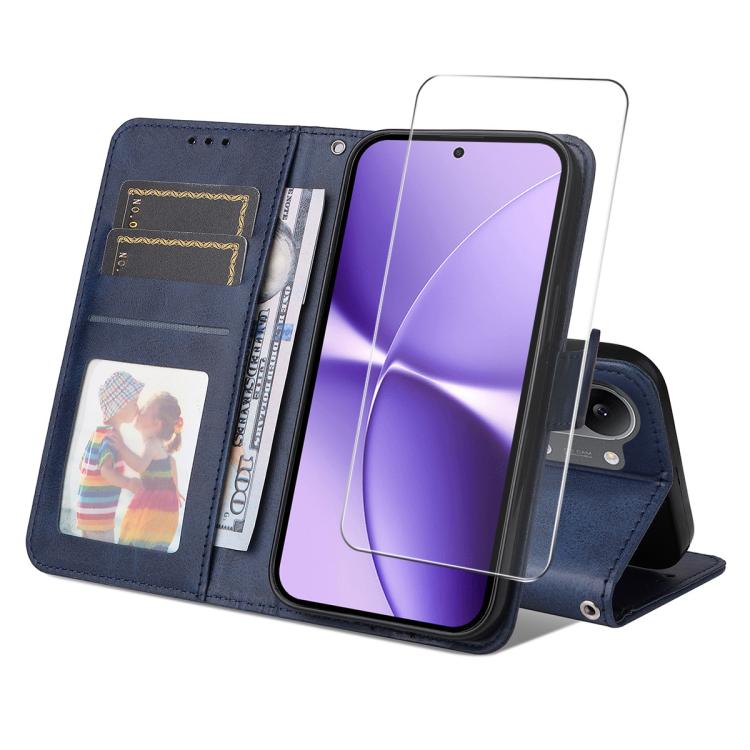 ENKAY Card Wallet Calf Texture Leather Phone Case with 0.18mm High Aluminum-silicon Glass Film, For Xiaomi 18 Pro Max 5G, For Xiaomi 18 Pro 5G, For Xiaomi 17T Pro, For Xiaomi 17T, For Xiaomi Poco X8 Pro Max 5G, For Xiaomi Poco X8 Pro 5G                ...