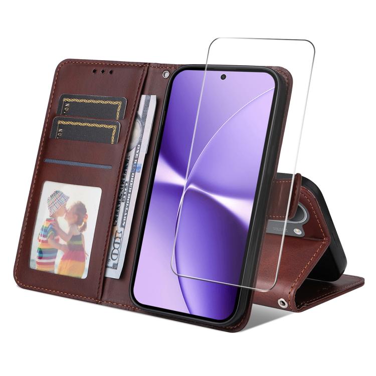 ENKAY Card Wallet Calf Texture Leather Phone Case with 0.18mm High Aluminum-silicon Glass Film, For Xiaomi 18 Pro Max 5G, For Xiaomi 18 Pro 5G, For Xiaomi 17T Pro, For Xiaomi 17T, For Xiaomi Poco X8 Pro Max 5G, For Xiaomi Poco X8 Pro 5G                ...