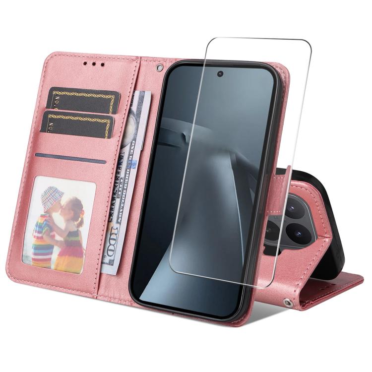 ENKAY Card Wallet Calf Texture Leather Phone Case with 0.18mm High Aluminum-silicon Glass Film, For Xiaomi 18 Pro Max 5G, For Xiaomi 18 Pro 5G, For Xiaomi 17T Pro, For Xiaomi 17T, For Xiaomi Poco X8 Pro Max 5G, For Xiaomi Poco X8 Pro 5G                ...