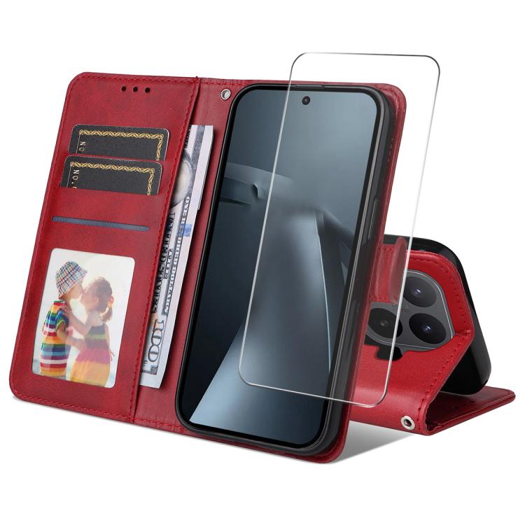 ENKAY Card Wallet Calf Texture Leather Phone Case with 0.18mm High Aluminum-silicon Glass Film, For Xiaomi 18 Pro Max 5G, For Xiaomi 18 Pro 5G, For Xiaomi 17T Pro, For Xiaomi 17T, For Xiaomi Poco X8 Pro Max 5G, For Xiaomi Poco X8 Pro 5G                ...