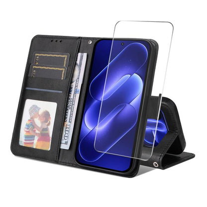 ENKAY Card Wallet Calf Texture Leather Phone Case with 0.18mm High Aluminum-silicon Glass Film, For Xiaomi 18 Pro Max 5G, For Xiaomi 18 Pro 5G, For Xiaomi 17T Pro, For Xiaomi 17T, For Xiaomi Poco X8 Pro Max 5G, For Xiaomi Poco X8 Pro 5G                ...