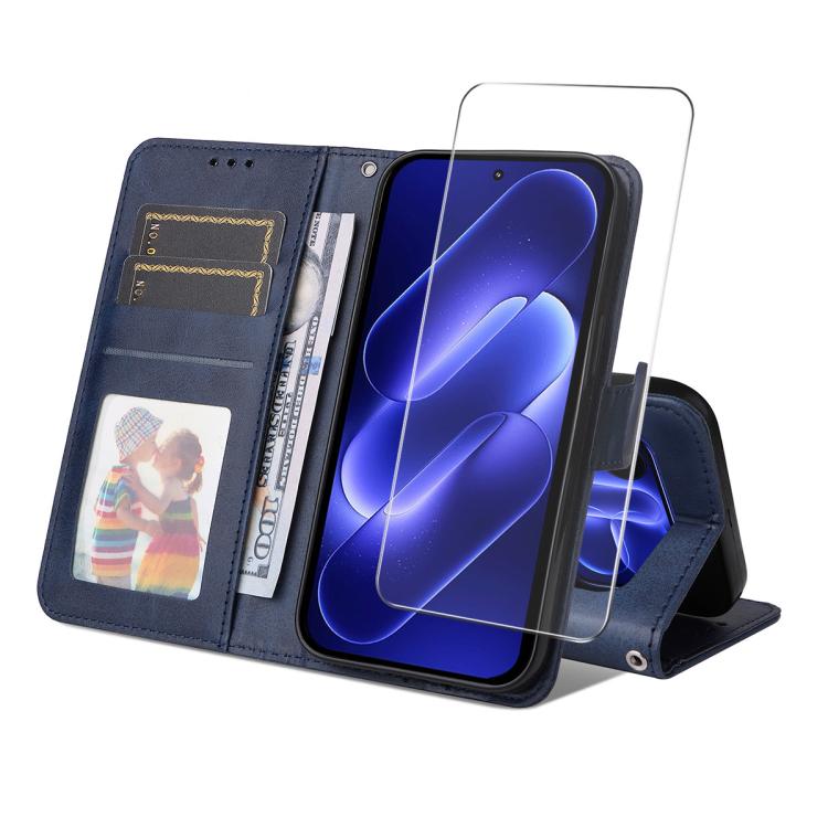 ENKAY Card Wallet Calf Texture Leather Phone Case with 0.18mm High Aluminum-silicon Glass Film, For Xiaomi 18 Pro Max 5G, For Xiaomi 18 Pro 5G, For Xiaomi 17T Pro, For Xiaomi 17T, For Xiaomi Poco X8 Pro Max 5G, For Xiaomi Poco X8 Pro 5G                ...