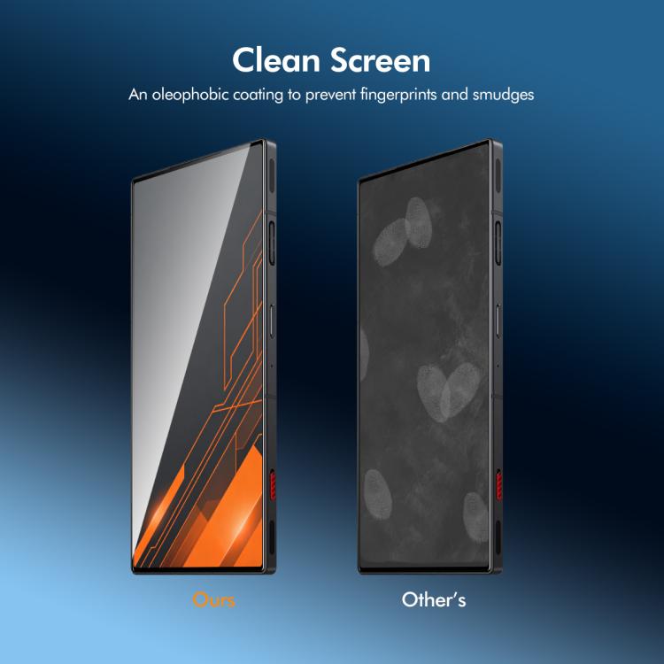 Tempered glass screen protector film with oleophobic coating to help reduce fingerprints