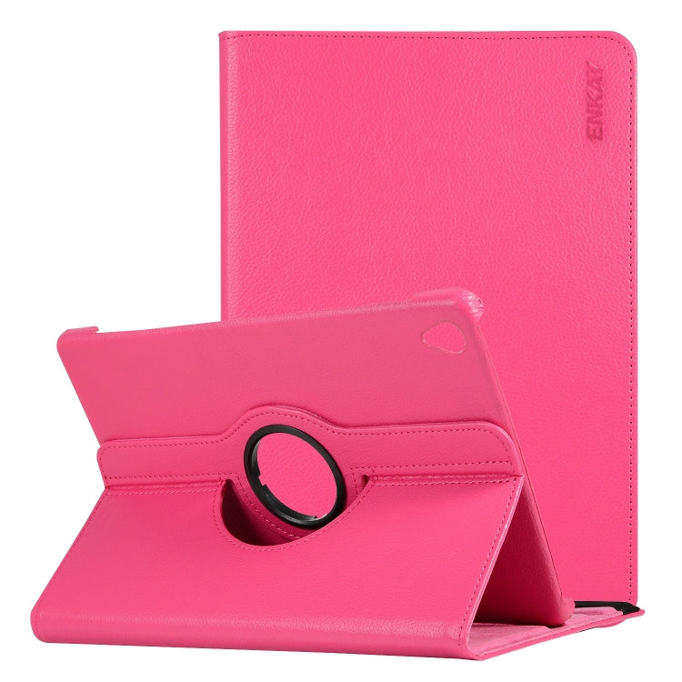 ENKAY 360 Degree Rotation Lichi Texture Leather Case with Holder for HUAWEI MediaPad M6 10.8 2019