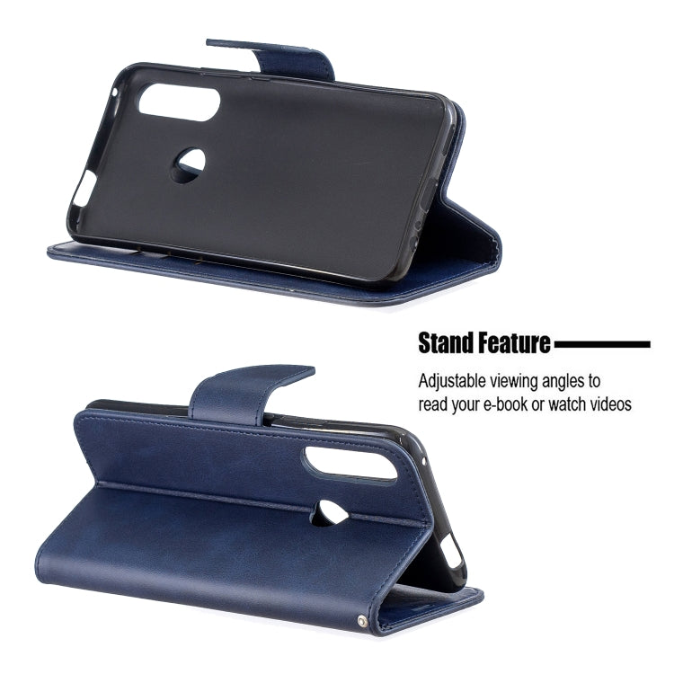 Blue PU leather wallet flip phone case with adjustable stand for watching