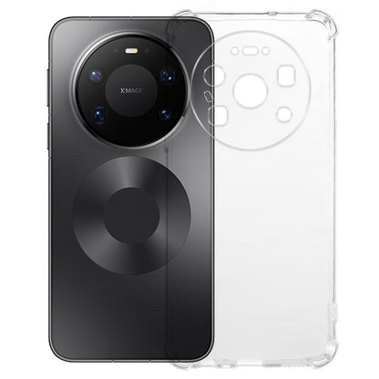 Transparent TPU phone case over a dark smartphone with camera opening