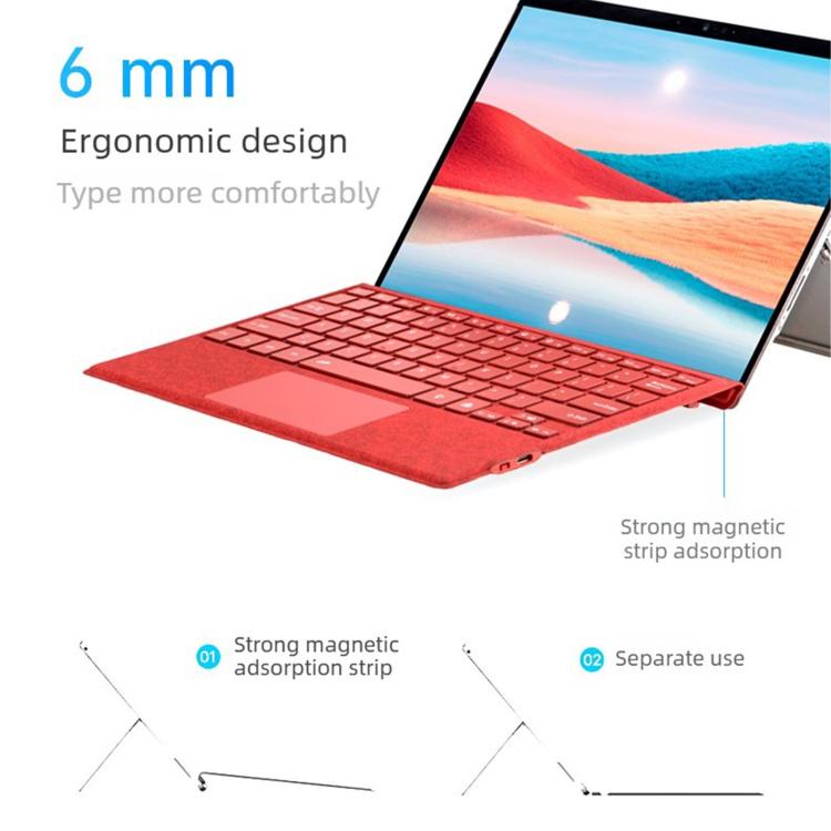 Velvet-Finish Ultra-Slim Wireless Bluetooth Magnetic Attachment Keyboard with Multicoloured Backlighting, For MicroSoft Surface Pro 3 / 4 / 5 / 6 / 7