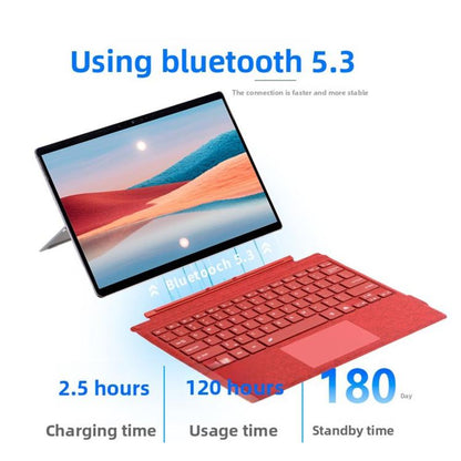 Velvet-Finish Ultra-Slim Wireless Bluetooth Magnetic Attachment Keyboard with Multicoloured Backlighting, For MicroSoft Surface Pro 3 / 4 / 5 / 6 / 7