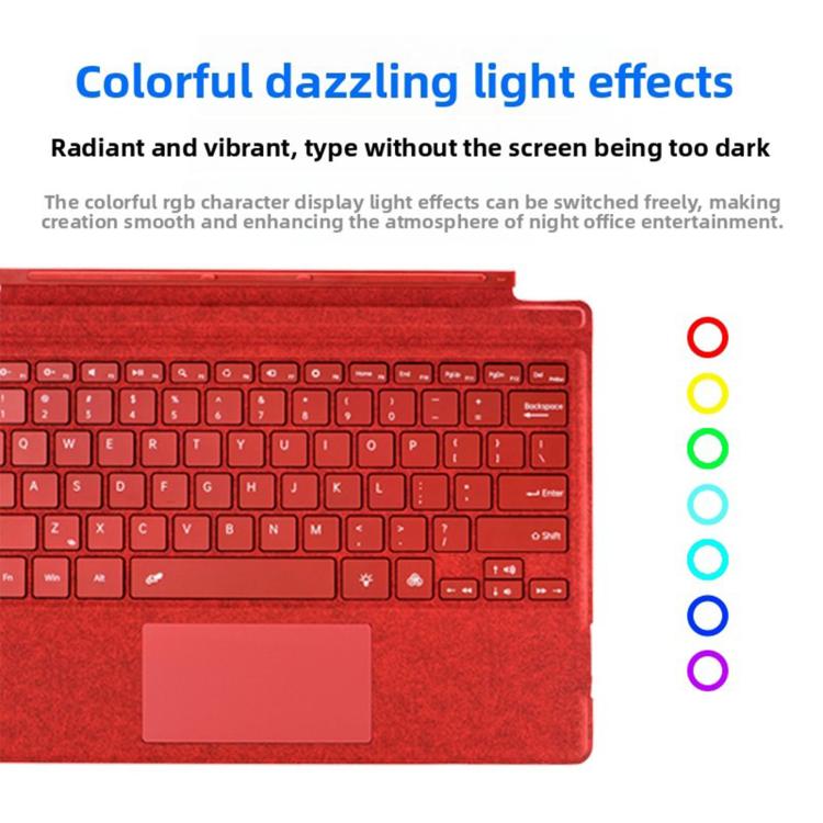 Velvet-Finish Ultra-Slim Wireless Bluetooth Magnetic Attachment Keyboard with Multicoloured Backlighting, For MicroSoft Surface Pro 3 / 4 / 5 / 6 / 7