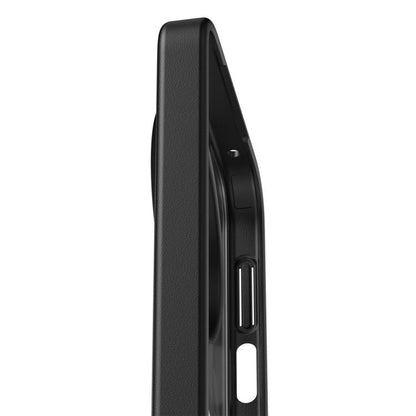 Black phone case side view with port cutout and slim profile around magnetic ring