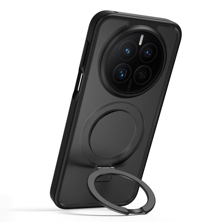 Black phone case with built-in circular magnetic holder and ring stand