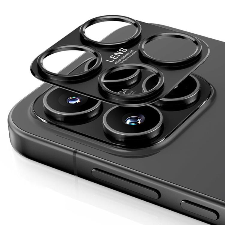 Black metal hollow lens protection ring set with four raised camera-ring covers