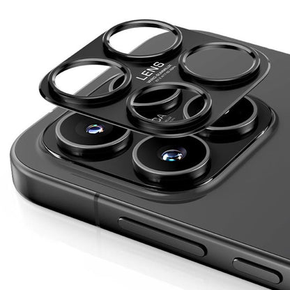 Black metal hollow lens protection ring set with four raised camera-ring covers