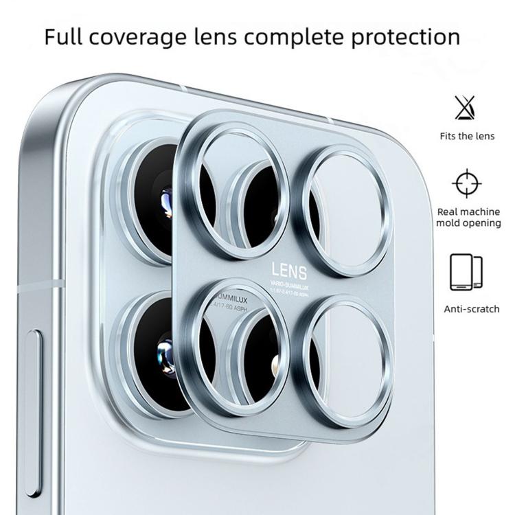 Silver metal hollow lens protection ring cover with four raised camera-ring covers