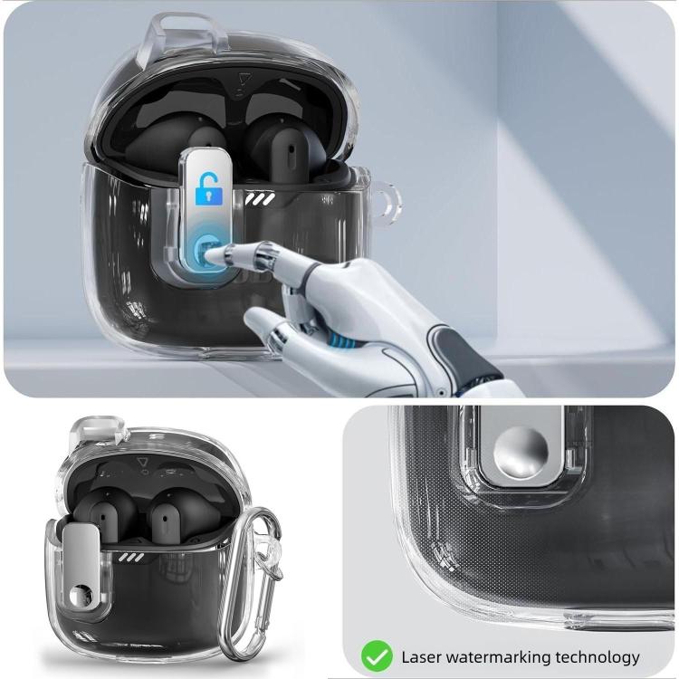 Transparent TPU earphone case with metal snap buckle and secure lock fit for earbuds