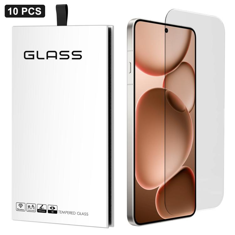 Tempered glass screen protector sheet with curved edges and display coverage, 10 pcs