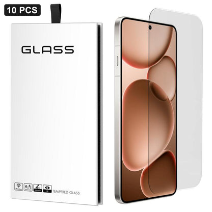 Tempered glass screen protector sheet with curved edges and display coverage, 10 pcs